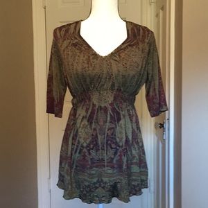Oneworld green tunic top size medium petite